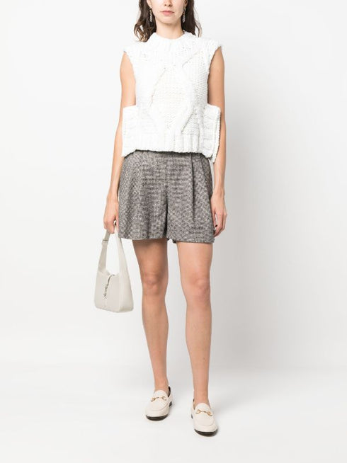 shorts plisados en mezcla de lana